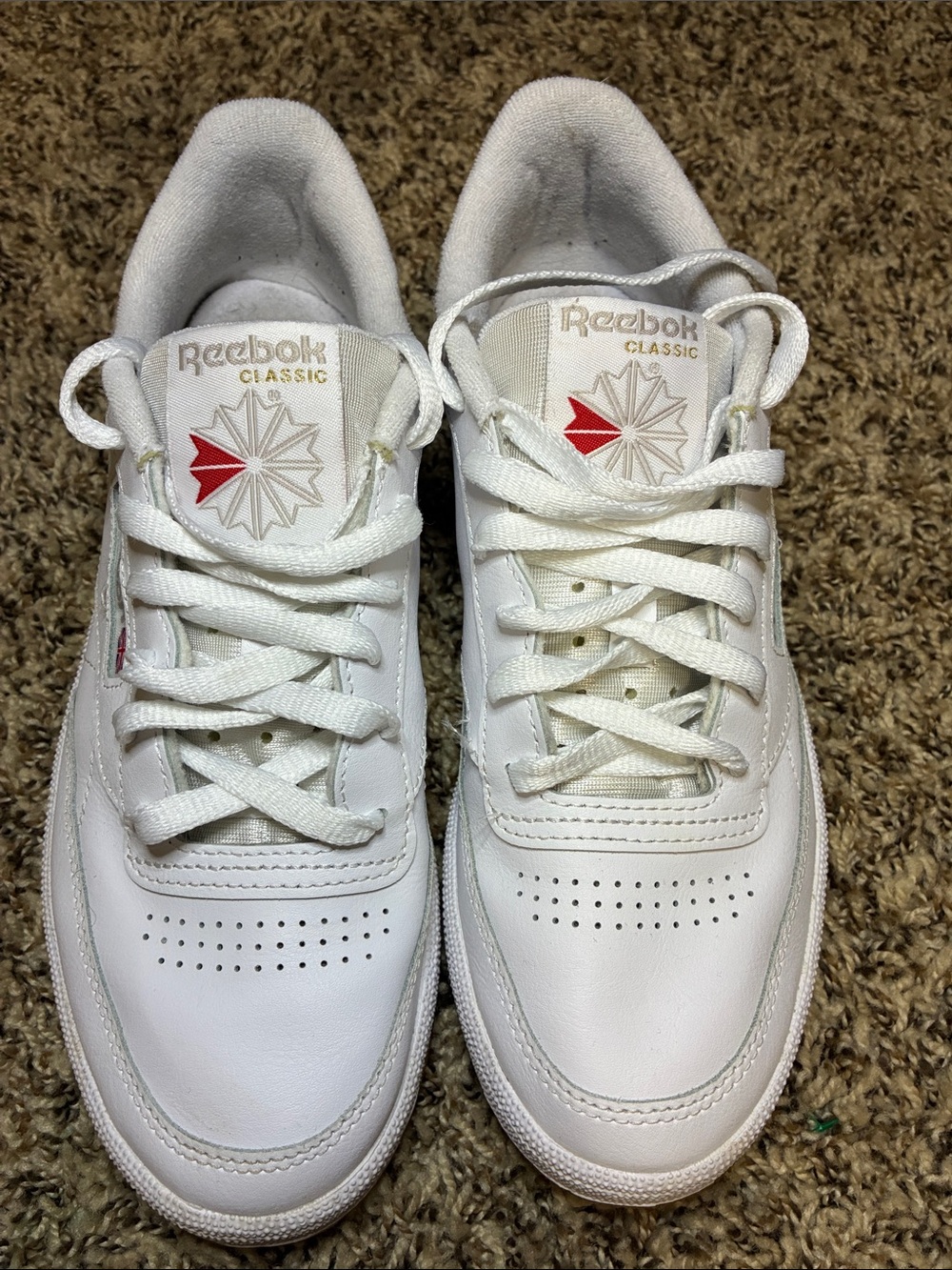 Reebok Classic White Leather Sneakers with Red Accent